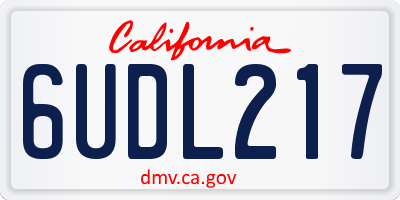 CA license plate 6UDL217