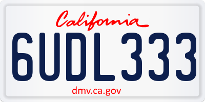 CA license plate 6UDL333
