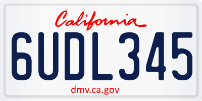 CA license plate 6UDL345