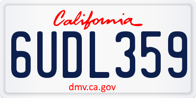 CA license plate 6UDL359