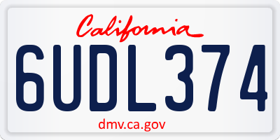 CA license plate 6UDL374