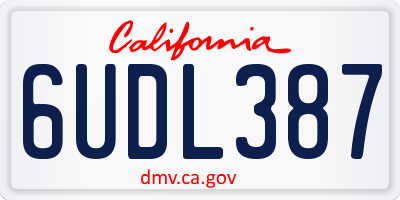 CA license plate 6UDL387
