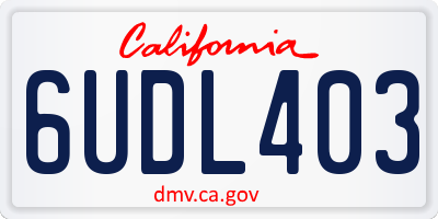 CA license plate 6UDL403