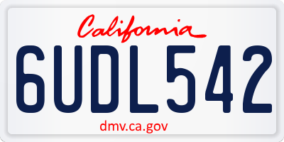 CA license plate 6UDL542