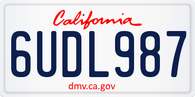 CA license plate 6UDL987