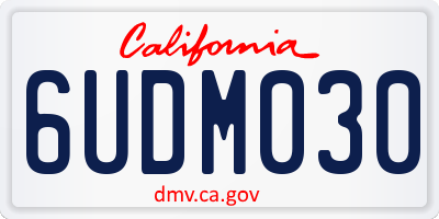 CA license plate 6UDM030