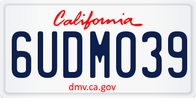 CA license plate 6UDM039