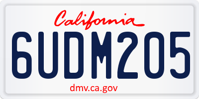 CA license plate 6UDM205