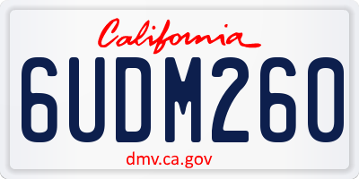 CA license plate 6UDM260
