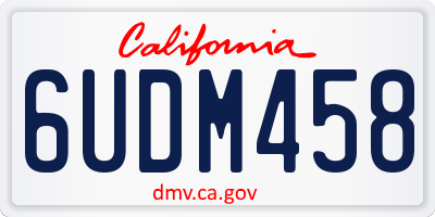 CA license plate 6UDM458