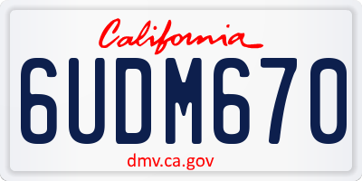 CA license plate 6UDM670