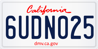CA license plate 6UDN025