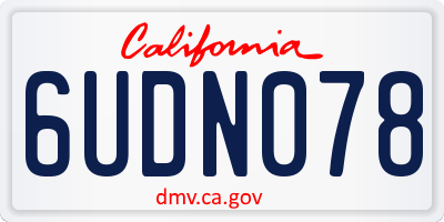 CA license plate 6UDN078