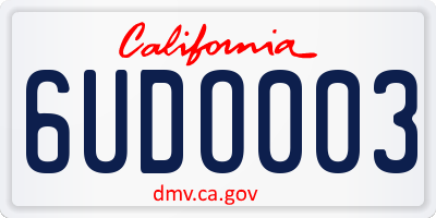 CA license plate 6UDO003