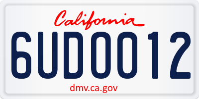 CA license plate 6UDO012