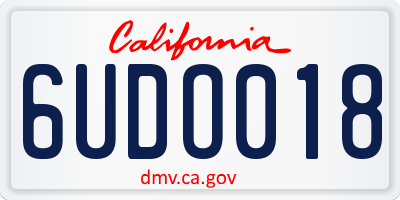 CA license plate 6UDO018