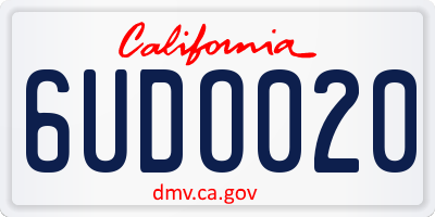 CA license plate 6UDO020