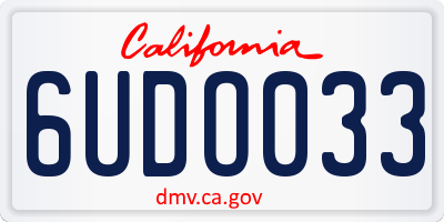 CA license plate 6UDO033
