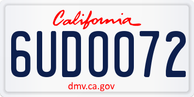 CA license plate 6UDO072