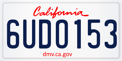 CA license plate 6UDO153