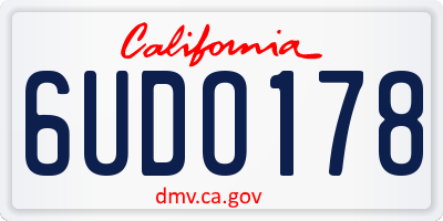 CA license plate 6UDO178