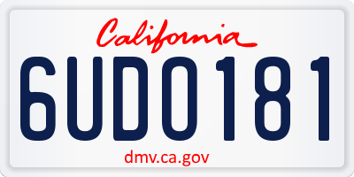 CA license plate 6UDO181