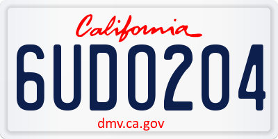CA license plate 6UDO204