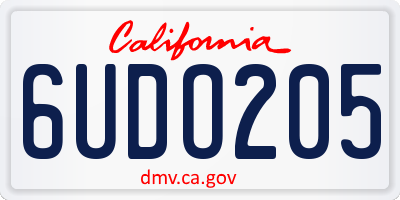 CA license plate 6UDO205