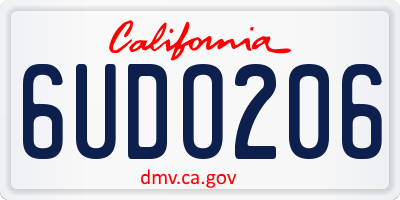 CA license plate 6UDO206