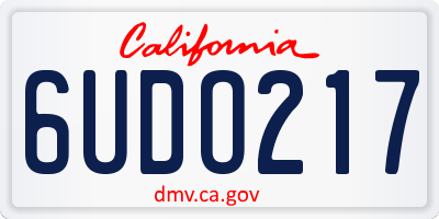 CA license plate 6UDO217