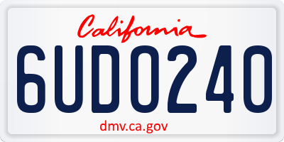 CA license plate 6UDO240