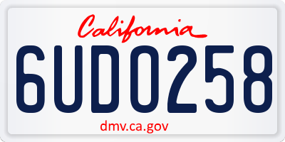 CA license plate 6UDO258