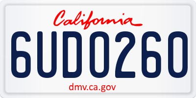 CA license plate 6UDO260