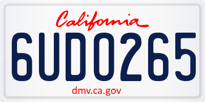 CA license plate 6UDO265