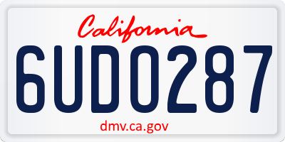 CA license plate 6UDO287