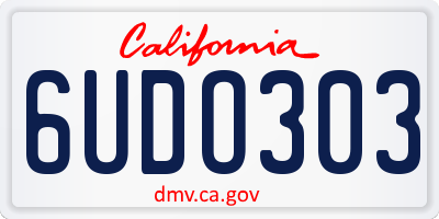 CA license plate 6UDO303