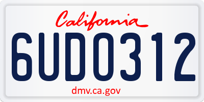 CA license plate 6UDO312