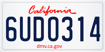 CA license plate 6UDO314