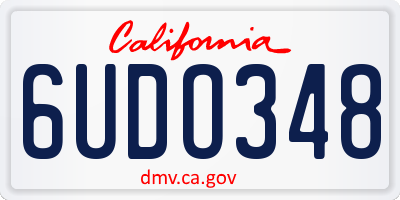 CA license plate 6UDO348