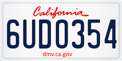 CA license plate 6UDO354