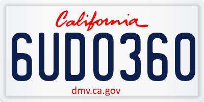 CA license plate 6UDO360