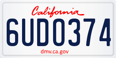 CA license plate 6UDO374