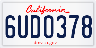 CA license plate 6UDO378