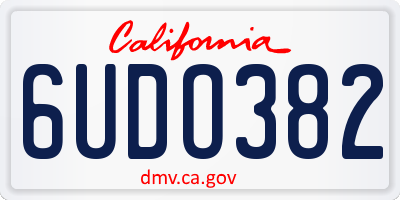 CA license plate 6UDO382