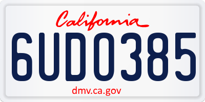 CA license plate 6UDO385