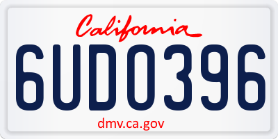 CA license plate 6UDO396