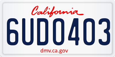 CA license plate 6UDO403