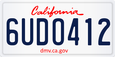 CA license plate 6UDO412
