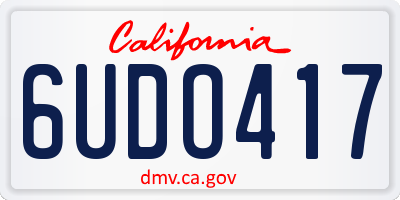 CA license plate 6UDO417