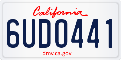 CA license plate 6UDO441